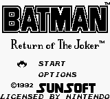 Batman Return Of The Joker title screen for GameBoy